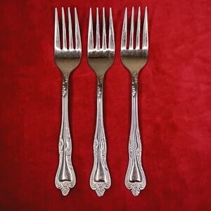 3 Salad Forks Oneida AZALEA Stainless Flatware 6 3/4"‎